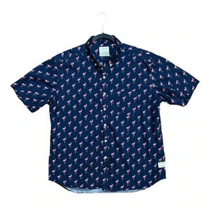 Public Art Flamingo Design Blue Shirt Size L